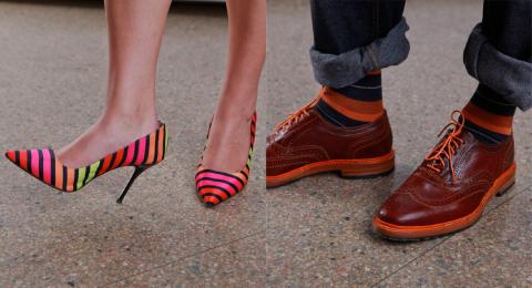 Shoes with contrasting popping colors