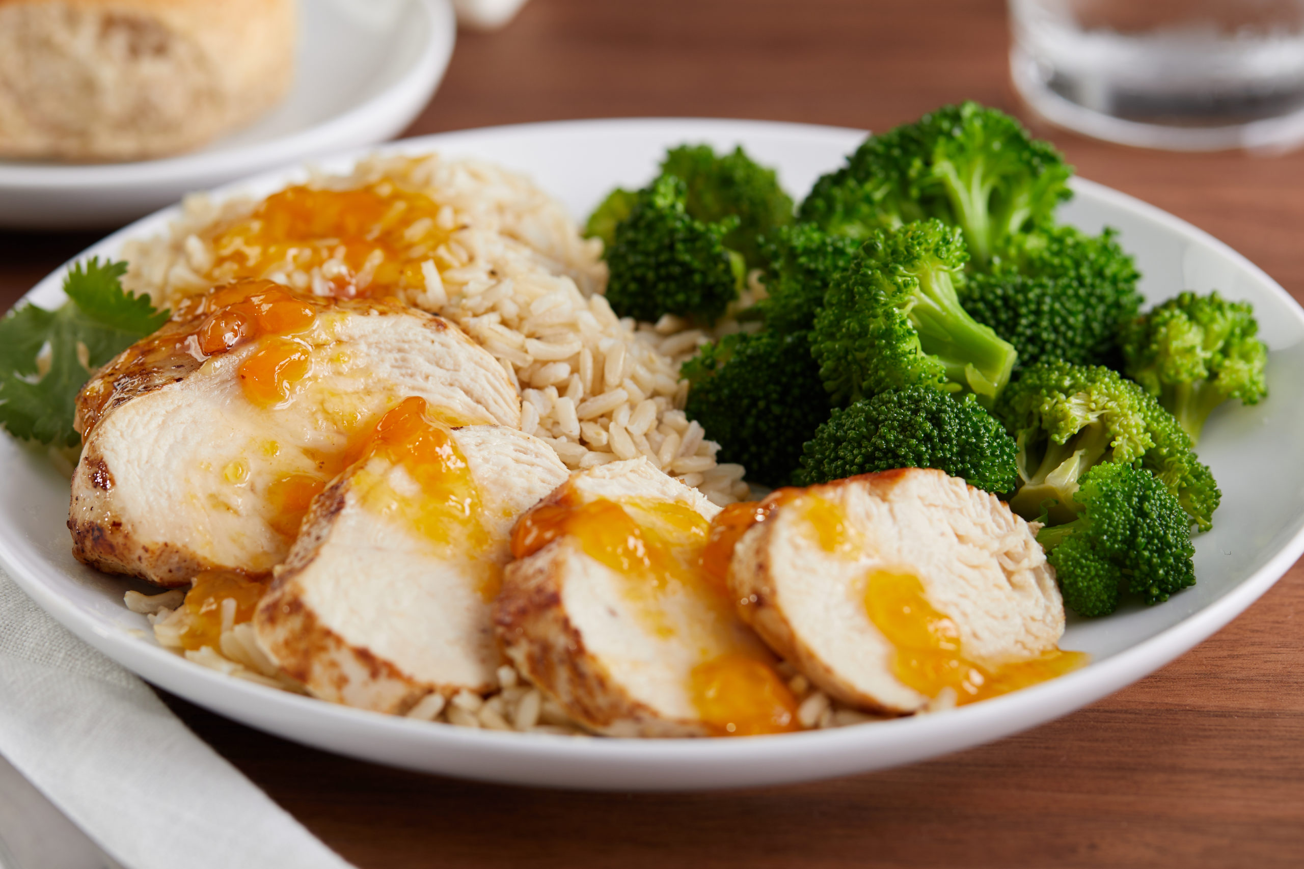 Orange chicken with rise and broccoli